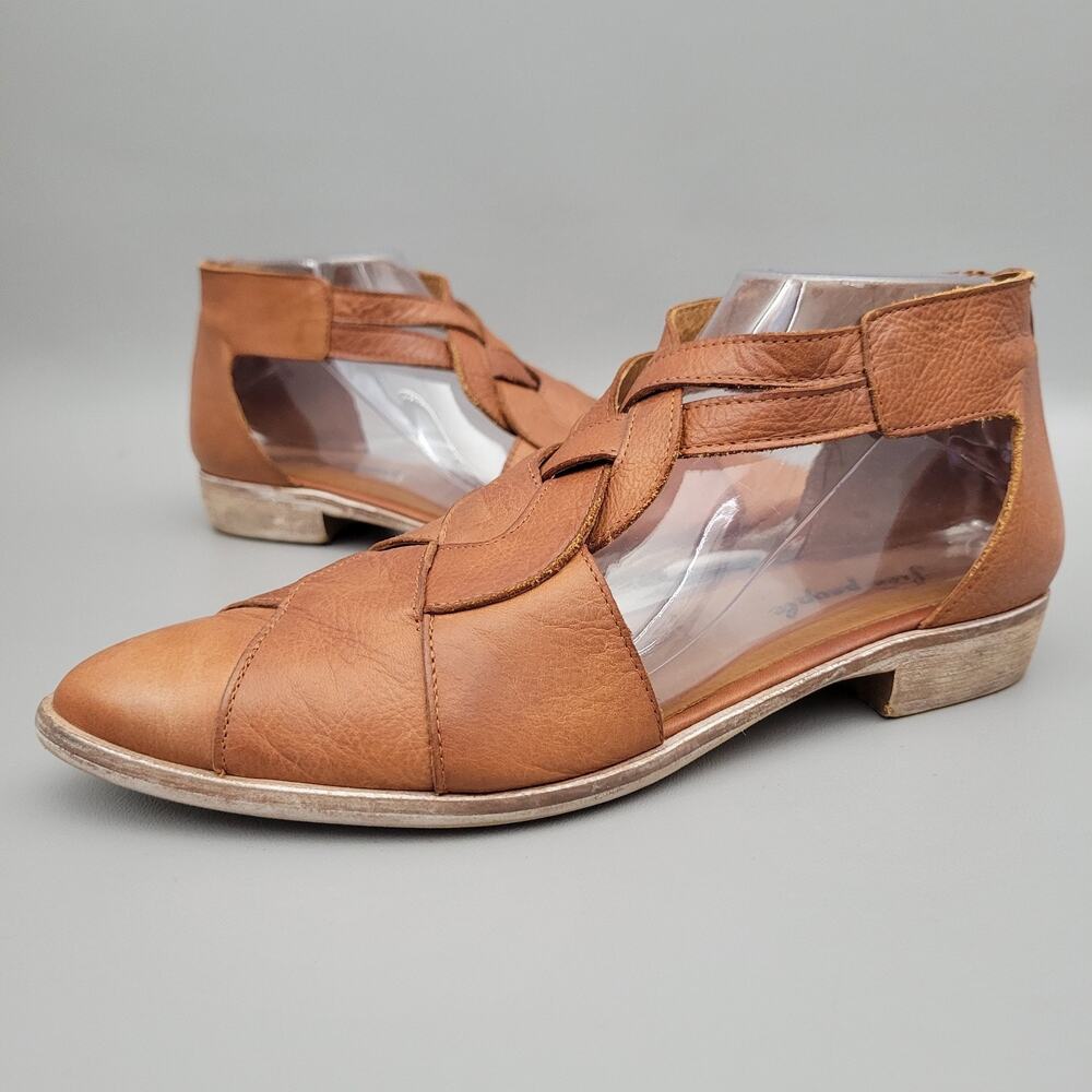 Free People Tan Leather Braided Cutout Sandals - Picture 2 of 12